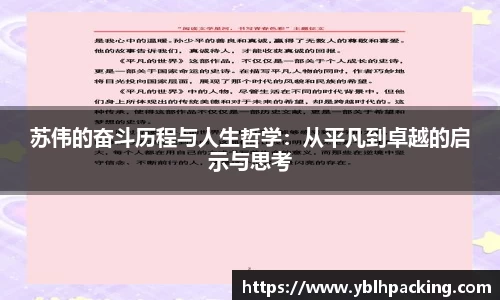 苏伟的奋斗历程与人生哲学：从平凡到卓越的启示与思考